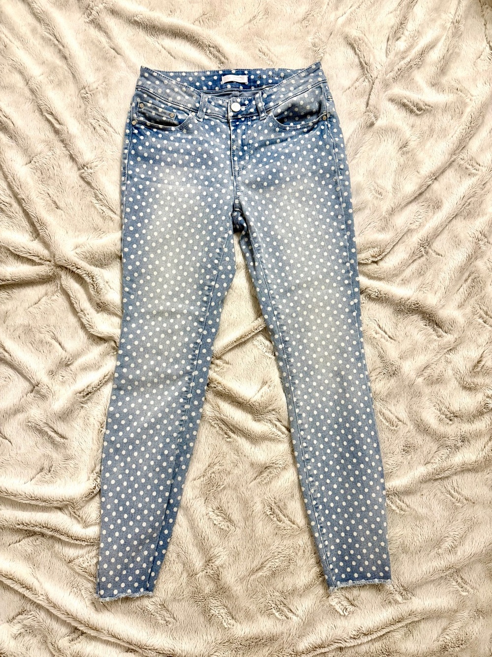 LC Lauren Conrad Light Blue Polka Dot Skinny Jeans